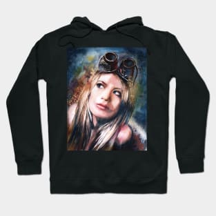 Aviator - retro girl portrait Hoodie